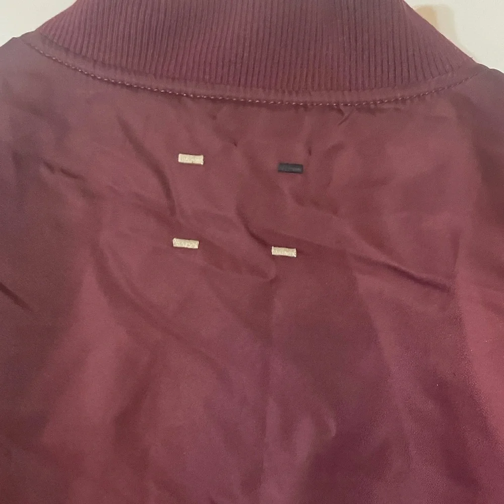 LABEL Unisex Go To Burgundy Bomber Jacket Double Zipper Lots of Pockets